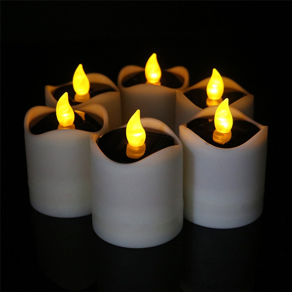 Waterproof Electric Candle Simulation Flameless Solar Powered LED Candle Light velas - Amazhona 