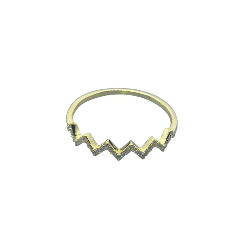 Wave Pattern Zircon Inlaid Ring Adjustable Opening Wave Pattern Ring To My Daughter Highs And Lows Ring Wavy Zigzag Ring Gift - Amazhona 