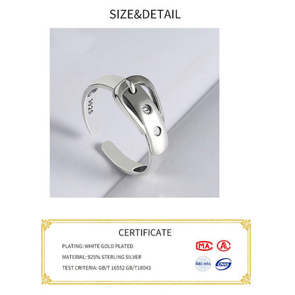 Wave Ring Real 925 Sterling Silver belt Fine Jewelry For Charm Women Birthday party Accessories Gift - Amazhona 