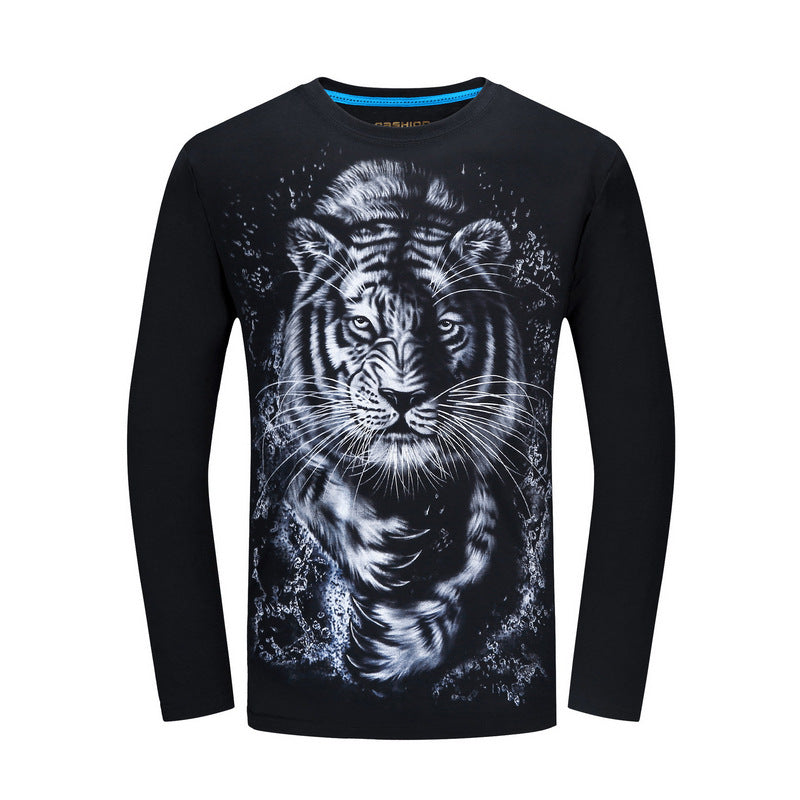 White tiger print long sleeve T-shirt - Amazhona 