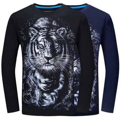 White tiger print long sleeve T-shirt - Amazhona 