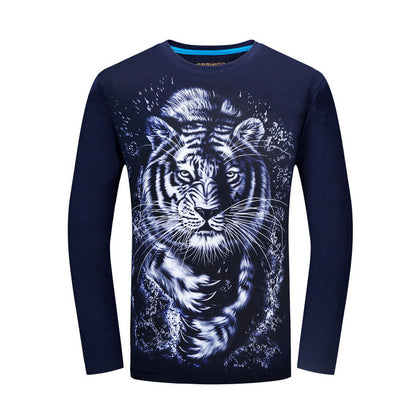 White tiger print long sleeve T-shirt - Amazhona 