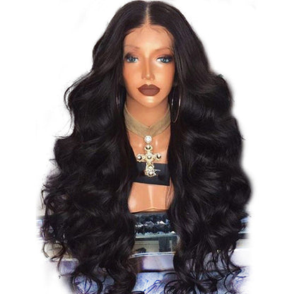 Wig Black Big Wave Ladies Wig Fashion African Curly Hair Customizable Front Lace Wig - Amazhona 