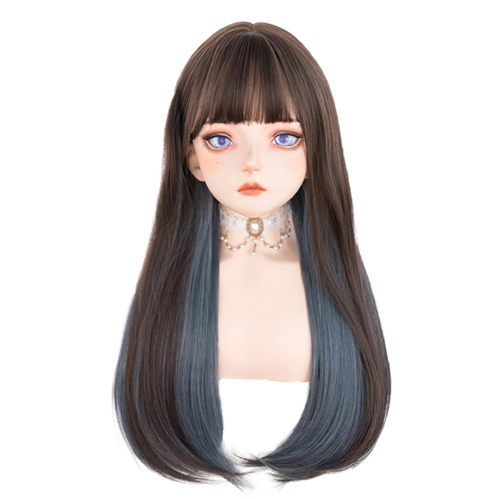 Wig Female Net Red Daily Hanging Ears Dye Long Straight Hair - Amazhona 