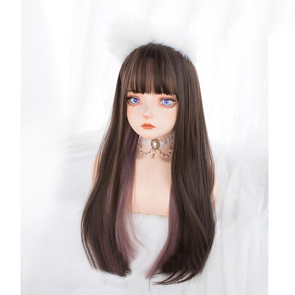 Wig Female Net Red Daily Hanging Ears Dye Long Straight Hair - Amazhona 