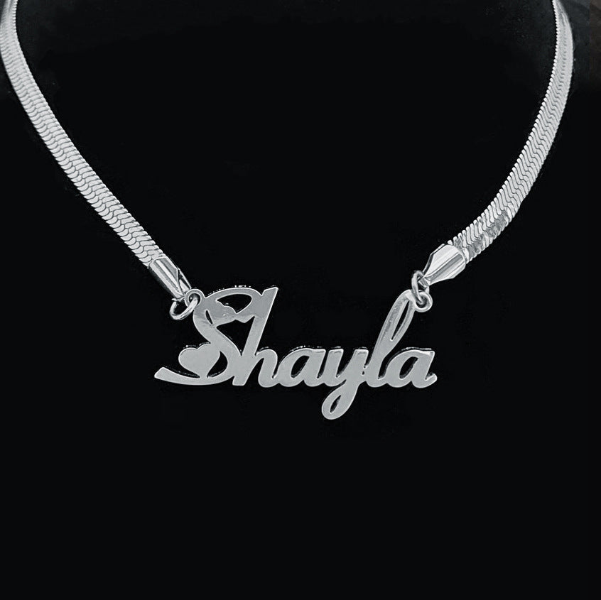 Wind Blade Necklace Custom Name Stainless Steel Name Snake Chain Necklace For Women Jewelry Gift - Amazhona 