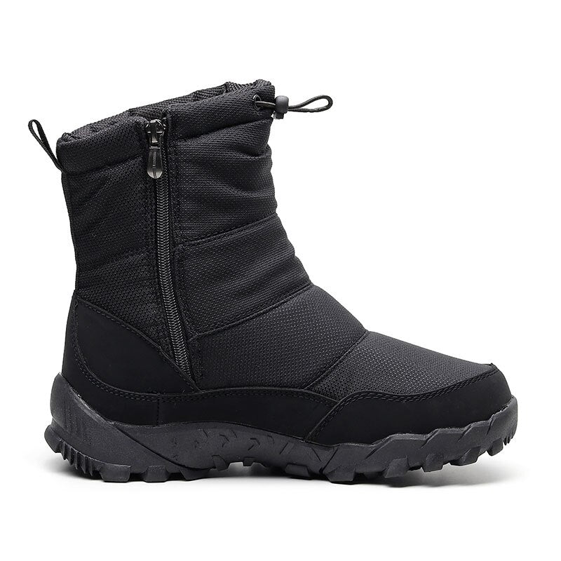 Winter Mens Hiking Boots Snow Boots Plus Velvet Warm Side Zipper Outdoor Casual Short Boots Resistance Men Shoes Thicken Boots - Amazhona 