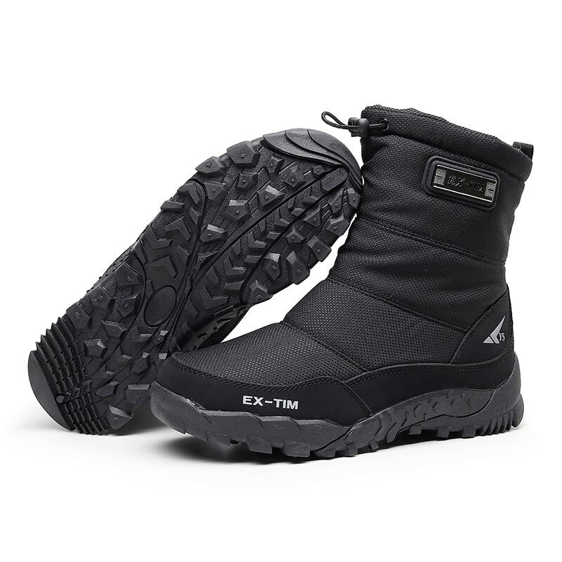 Winter Mens Hiking Boots Snow Boots Plus Velvet Warm Side Zipper Outdoor Casual Short Boots Resistance Men Shoes Thicken Boots - Amazhona 