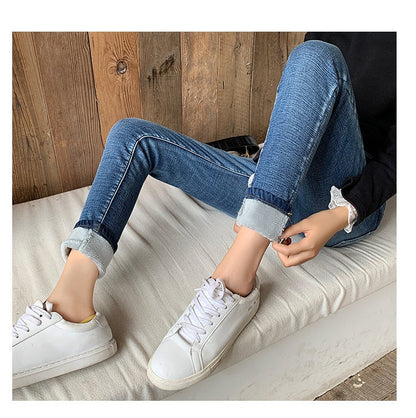 Winter Thick female Velvet Women High Waist Skinny Jeans Simple Fleece Warm Slim fit Stretch Ladies Casual Denim Pencil Pants - Amazhona 