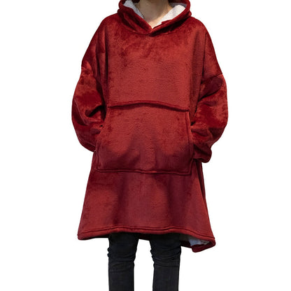 Winter Warm Blanket with Sleeves Oversized Thick Fleece Giant TV Blanket Hoodies Long Sweatshirt Flannel Women Hoody Pullover - Amazhona 