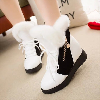 Women Boots platform Winter Shoes Women Snow Boots Platform Keep Warm Ankle Winter Boots With Thick Fur Heels Botas Mujer - Amazhona 