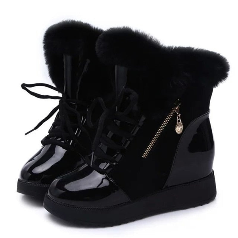 Women Boots platform Winter Shoes Women Snow Boots Platform Keep Warm Ankle Winter Boots With Thick Fur Heels Botas Mujer - Amazhona 