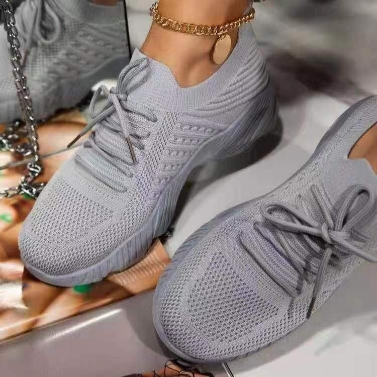 Women Casual Shoes Fashion Breathable Lace Up Sneakers 2022 Summer Mesh Sports Shoes Flat Running Shoes Women Vulcanize Shoes - Amazhona 