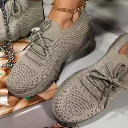 Women Casual Shoes Fashion Breathable Lace Up Sneakers 2022 Summer Mesh Sports Shoes Flat Running Shoes Women Vulcanize Shoes - Amazhona 