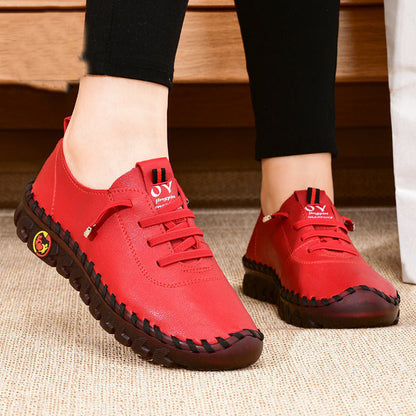 Women Loafers Pu Leather Oxford Soft Sole Flats Casual Ladies Non-Slip Comfortable Mother Shoes Fashion Sneakers Mujer Zapatos - Amazhona 