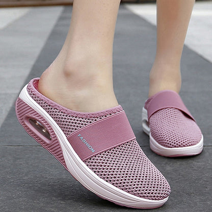 Women Mesh Lightweight Shoes Woman Slippers Wedge Shoes Female Air Cushion Sandals Thick Bottem Casual Sneakers Plus Size - Amazhona 