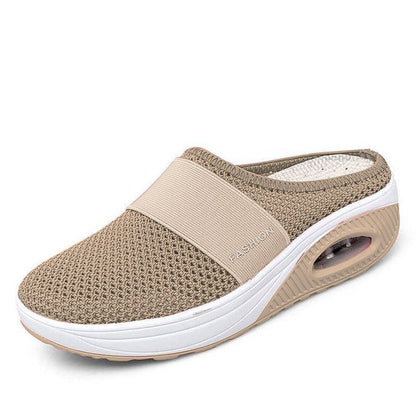 Women Mesh Lightweight Shoes Woman Slippers Wedge Shoes Female Air Cushion Sandals Thick Bottem Casual Sneakers Plus Size - Amazhona 