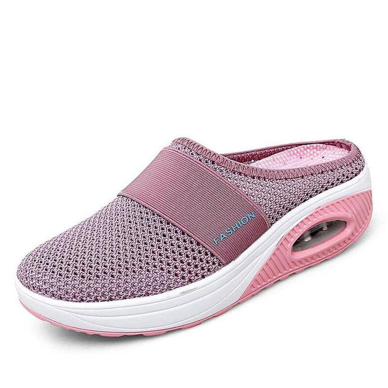 Women Mesh Lightweight Shoes Woman Slippers Wedge Shoes Female Air Cushion Sandals Thick Bottem Casual Sneakers Plus Size - Amazhona 