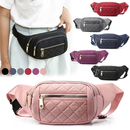 Women Plaid Waist Bag Female Oxford Waterproof Belt Bags Designer Crossbody Chest Bag Ladies Fashion Fanny Pack Banana Hip Purse - Amazhona 