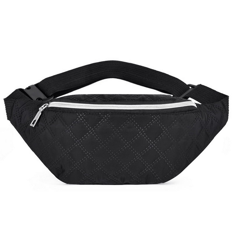 Women Plaid Waist Bag Female Oxford Waterproof Belt Bags Designer Crossbody Chest Bag Ladies Fashion Fanny Pack Banana Hip Purse - Amazhona 