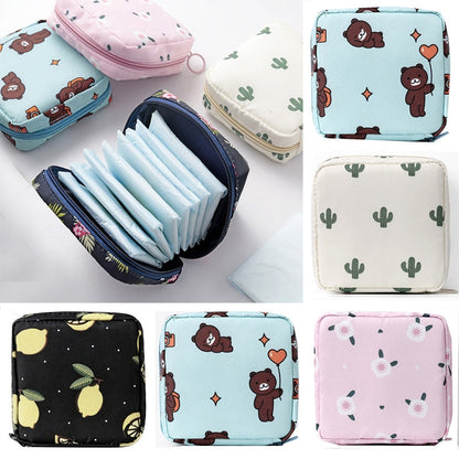 Women Small Cosmetic Bag Set Zipper Girls Mini Sanitary Napkins Makeup Lipstick Bags Travel Earphone Coin Organizer Pouch Bags - Amazhona 