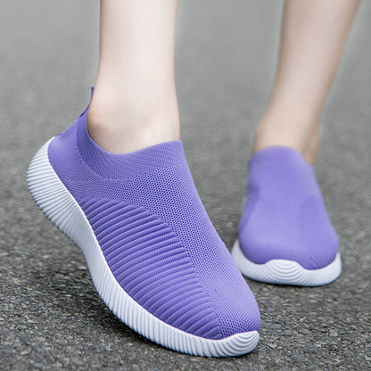 Women Vulcanized Shoes High Quality Women Sneakers Slip On Flats Shoes Women Loafers Plus Size 42 Walking Flat - Amazhona 