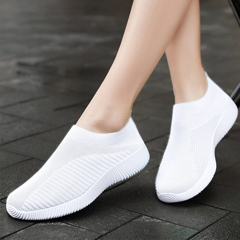 Women Vulcanized Shoes High Quality Women Sneakers Slip On Flats Shoes Women Loafers Plus Size 42 Walking Flat - Amazhona 