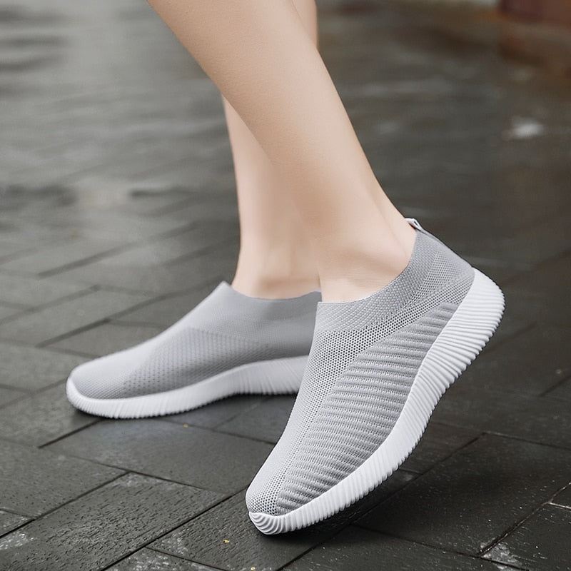 Women Vulcanized Shoes High Quality Women Sneakers Slip On Flats Shoes Women Loafers Plus Size 42 Walking Flat - Amazhona 