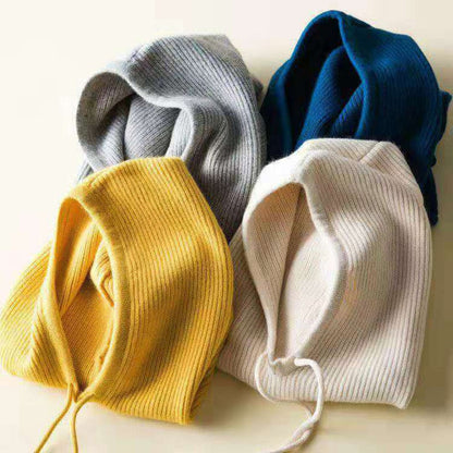 Women Winter Beanie Hat Cashmere Female Knitted Hooded Scarf Balaclava for Women Windproof Warm Wool Cap - Amazhona 