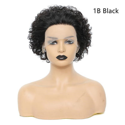 Women's Fashion Front Lace African Small Curly Wig - Amazhona 