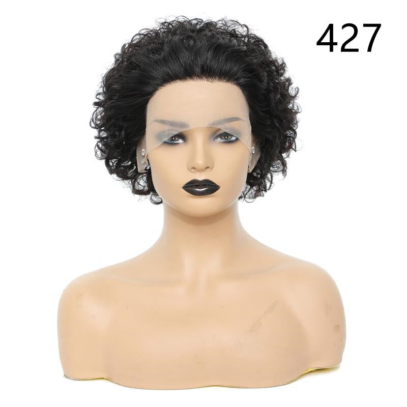 Women's Fashion Front Lace African Small Curly Wig - Amazhona 