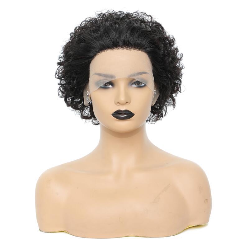 Women's Fashion Front Lace African Small Curly Wig - Amazhona 