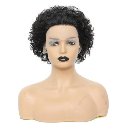 Women's Fashion Front Lace African Small Curly Wig - Amazhona 