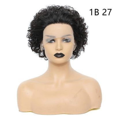 Women's Fashion Front Lace African Small Curly Wig - Amazhona 