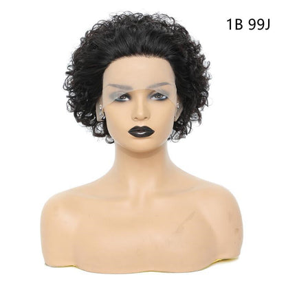 Women's Fashion Front Lace African Small Curly Wig - Amazhona 