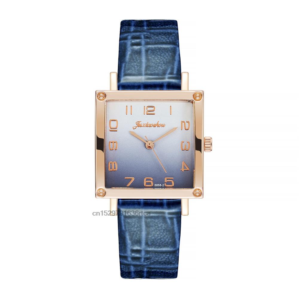 Women's Gradient colours Square Watches Minimalist Luxury Ladies  Leather Wristwatches Casual Female Quartz Relojes Para Mujer - Amazhona 