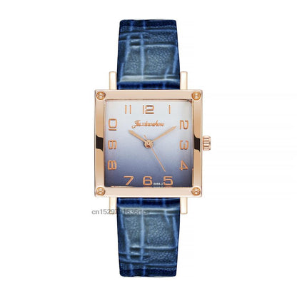 Women's Gradient colours Square Watches Minimalist Luxury Ladies  Leather Wristwatches Casual Female Quartz Relojes Para Mujer - Amazhona 