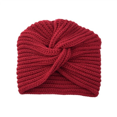 Women's Knitted Turban Hat Bohemia Cashmere Cross Wrap Head Lndian  Wool   Bonnet Turbante Cap - Amazhona 