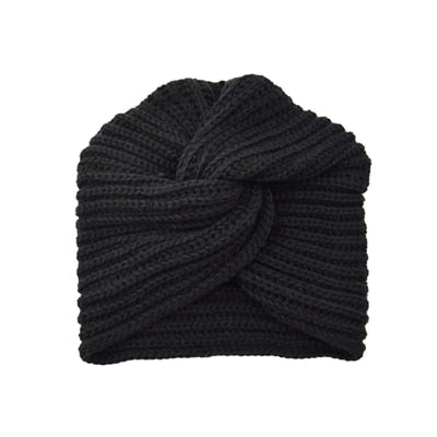 Women's Knitted Turban Hat Bohemia Cashmere Cross Wrap Head Lndian  Wool   Bonnet Turbante Cap - Amazhona 