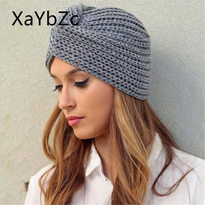 Women's Knitted Turban Hat Bohemia Cashmere Cross Wrap Head Lndian  Wool   Bonnet Turbante Cap - Amazhona 