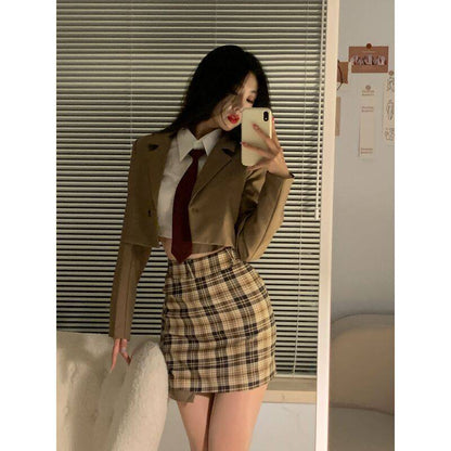 Women's Korean Short Jacket College Style Suit - Amazhona 