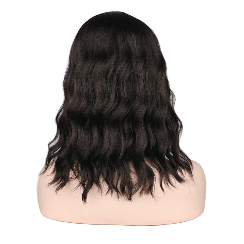 Women's Oblique Bangs Short Curly Wig Headgear - Amazhona 