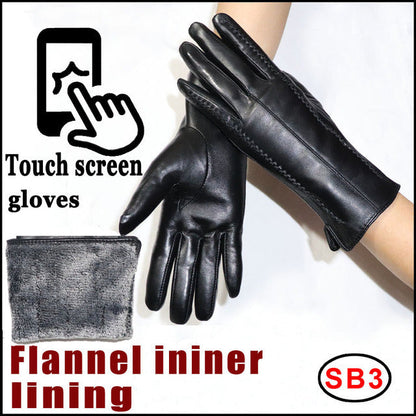 Women's Sheepskin Gloves Winter Warmth Plus Velvet Short Thi - Amazhona 