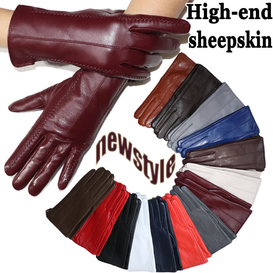 Women's Sheepskin Gloves Winter Warmth Plus Velvet Short Thi - Amazhona 