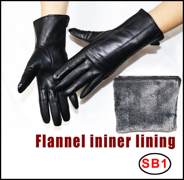 Women's Sheepskin Gloves Winter Warmth Plus Velvet Short Thi - Amazhona 