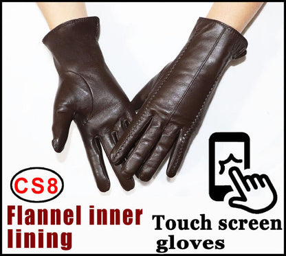 Women's Sheepskin Gloves Winter Warmth Plus Velvet Short Thi - Amazhona 