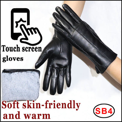 Women's Sheepskin Gloves Winter Warmth Plus Velvet Short Thi - Amazhona 