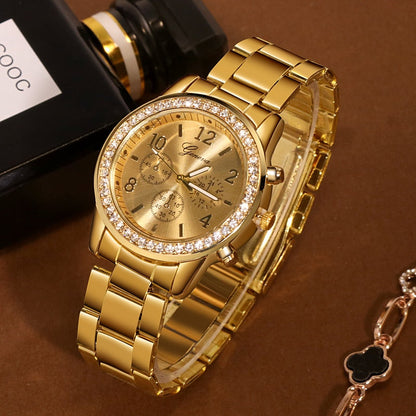 Women's Watches Geneva Classic Luxury Rhinestone Watch Women Watches Ladies Fashion Gold Watch Clock Reloj Mujer Montre Femme - Amazhona 