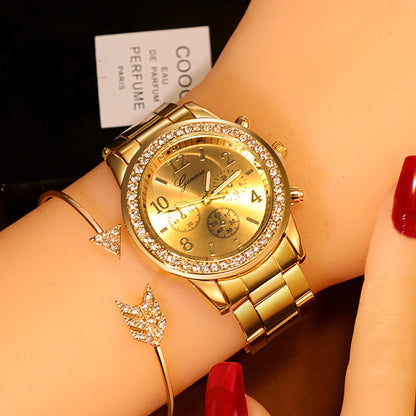 Women's Watches Geneva Classic Luxury Rhinestone Watch Women Watches Ladies Fashion Gold Watch Clock Reloj Mujer Montre Femme - Amazhona 