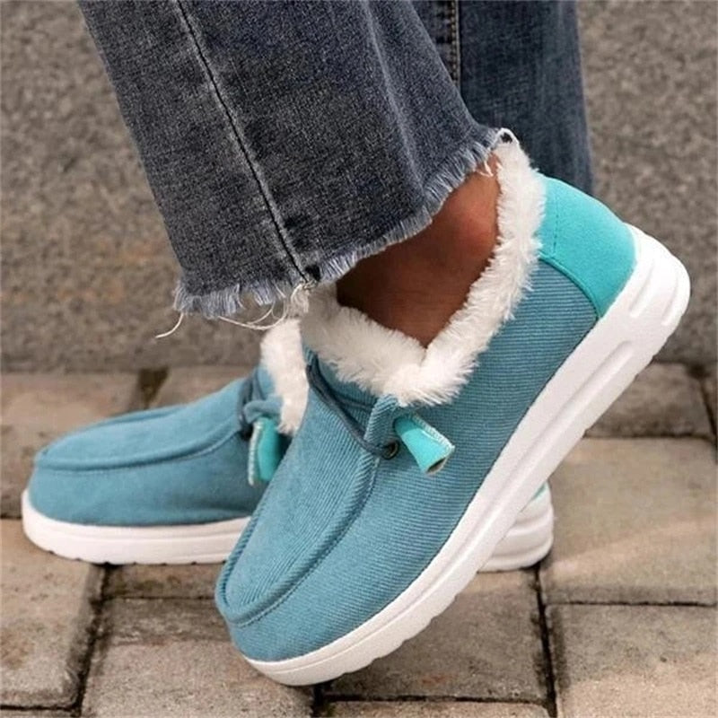 Women's Winter Boots 2021 Warm Plush Velvet Ankle Snow Boots Lace Up Soft Winter Sneakers Comfortable Cotton Shoes for Women - Amazhona 